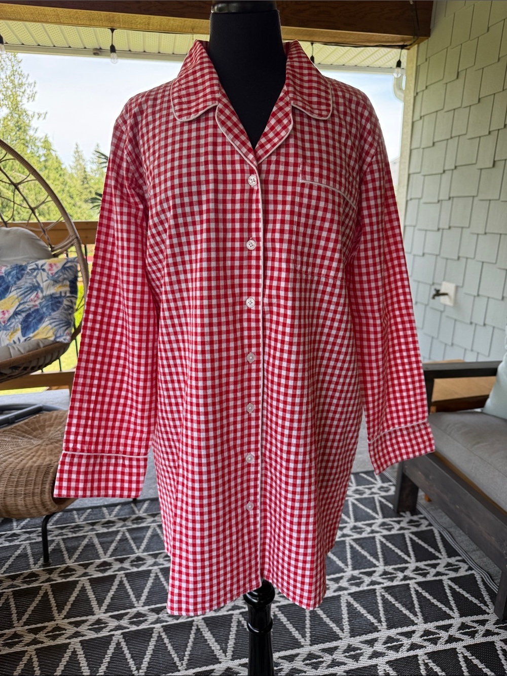 * NWOT*Alto Modas | Red Gigham Hi-Low Night Shirt